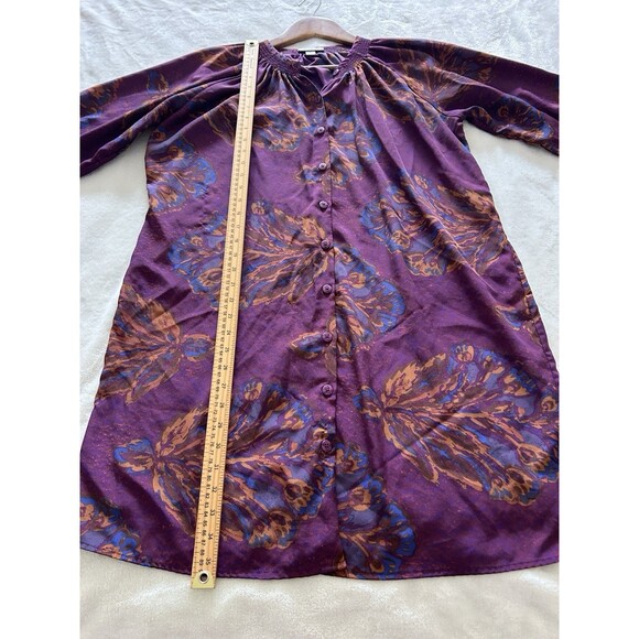 Tucker Womens Dress Large Button Front Tunic Purple Floral Boho Chic Lightweight - Picture 5 of 11